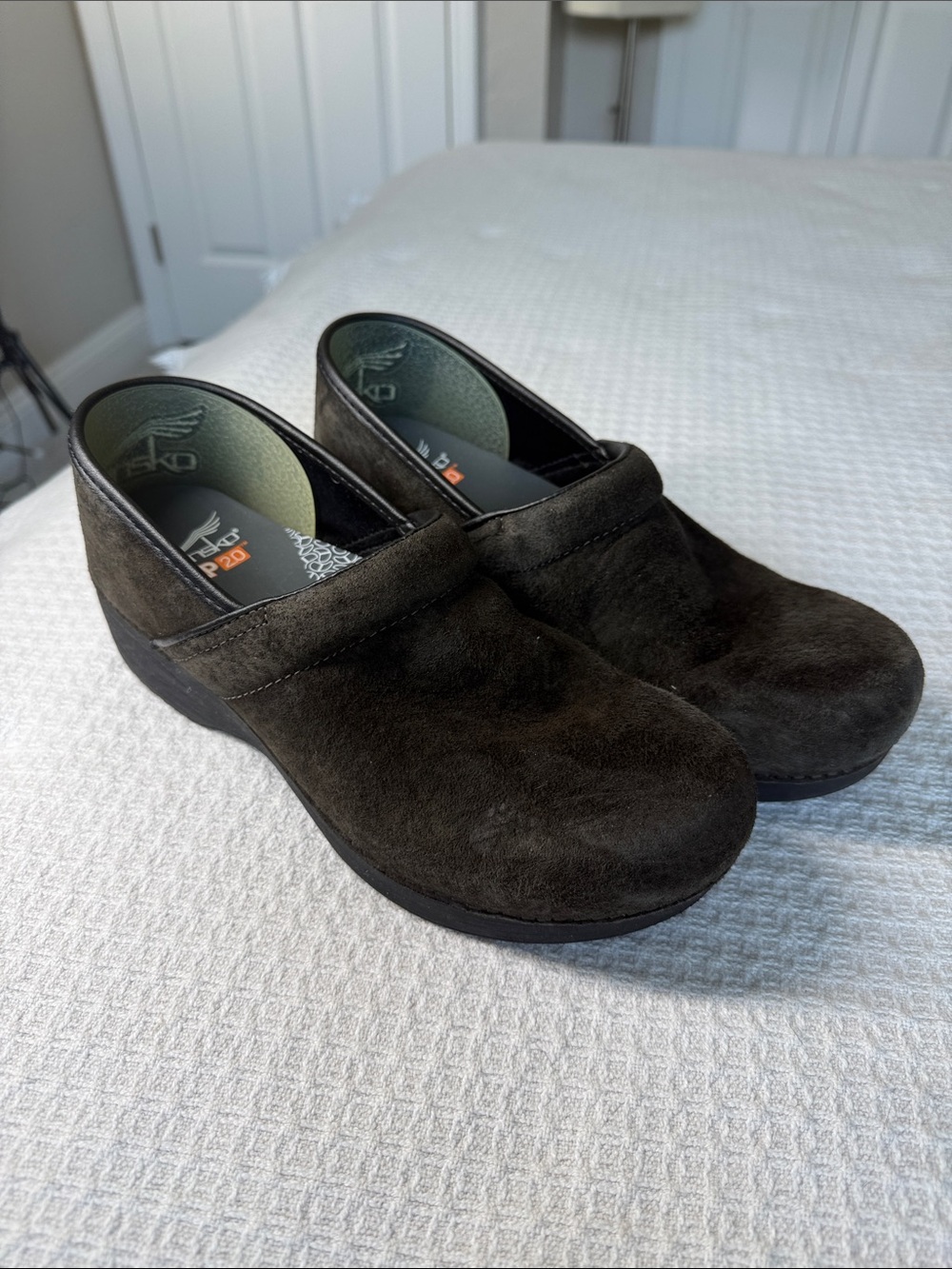 Dansko dark chocolate brown suede clogs size 41